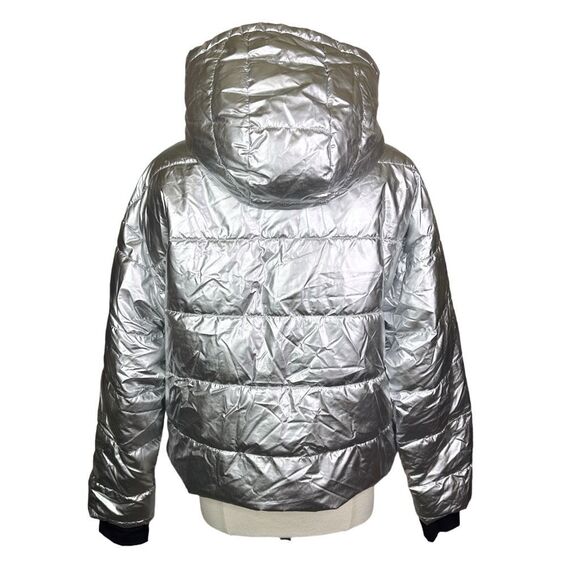 OFFLINE by aerie Sherpa Lined Metallic Silver Puffer Jacket - Size Medium - Picture 5 of 6